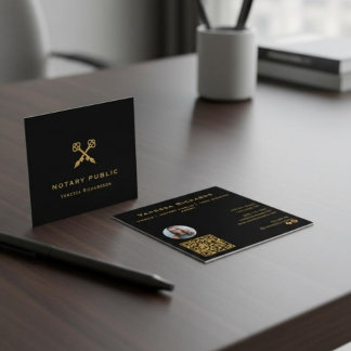 Carte De Visite Carré Code QR de stylos croisés noir et or professionnel