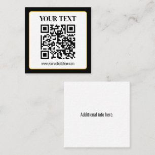 Carte De Visite Carré Code QR d'entreprise avec texte en haut et en bas,