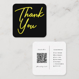 Carte De Visite Carré Code QR des médias sociaux Entreprise Jaune Merci