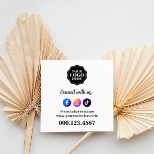 Carte De Visite Carré Code QR des médias sociaux stylé et simple