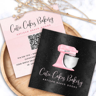 Carte De Visite Carré Code QR du mélangeur de cuisine rose blush de boul