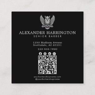 Carte De Visite Carré Code Qr du Salon de Coiffure Professionnel Barber 