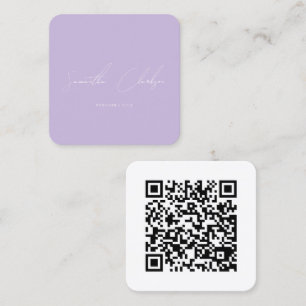 Carte De Visite Carré Code QR écriture manuscrite moderne rose