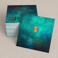 Code QR élégant vert foncé aquarelle monogrammée