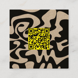 Carte De Visite Carré Code QR jaune canari Rétro Gribouillis Kraft groov