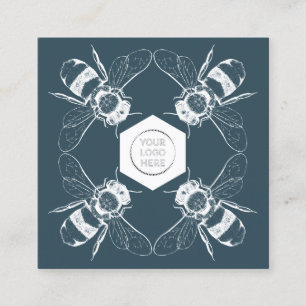 Carte De Visite Carré code qr logo de la ruche de la ferme de miel en ni