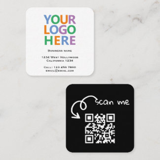Carte De Visite Carré Code QR Logo et Texte Personnalisé