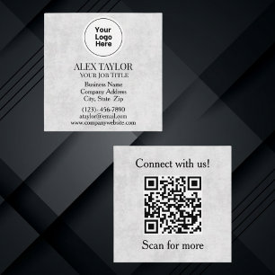 Carte De Visite Carré Code QR Logo Exécutif Gris Professionnel