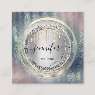 Carte De Visite Carré Code QR Logo Magasiner Rose Silver Gold Drivers Ci