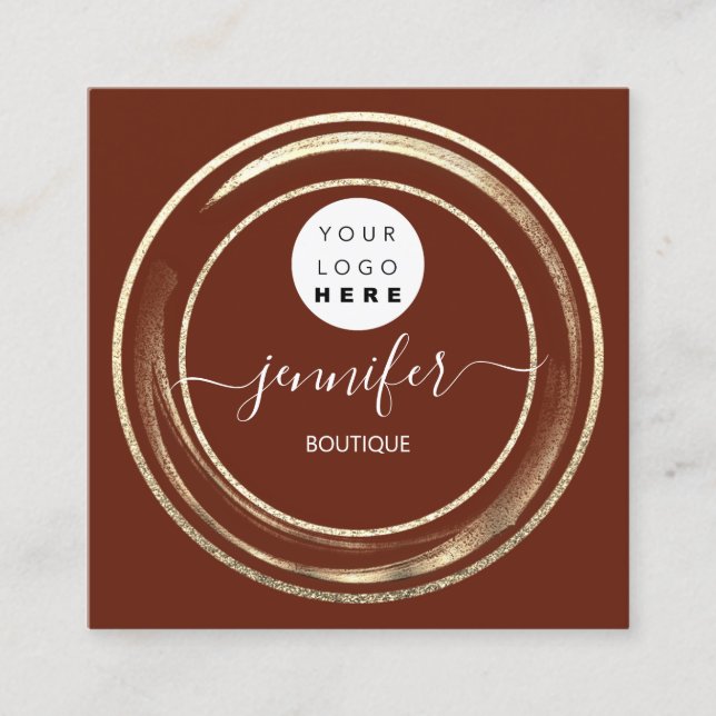 Carte De Visite Carré Code QR Logo Parties scintillant Or Bourgogne Cadr (Devant)