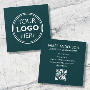 Carte De Visite Carré Code QR Logo Professionnel Minimaliste Moderne Ver