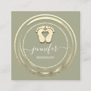 Carte De Visite Carré Code QR Logo Réflexologie Pied Massage Pied Mint