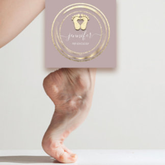 Carte De Visite Carré Code QR Logo Réflexologie Pied Massage Pied Pied B