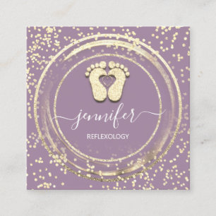 Carte De Visite Carré Code QR Logo Réflexologie Pied Massage Pied Pieds