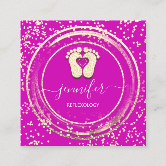 Carte De Visite Carré Code QR Logo Réflexologie Pied Massage Pied Pieds  (Devant)