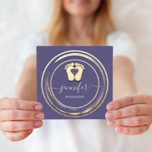 Carte De Visite Carré Code QR Logo Réflexologie Pied Massage Pied Pieds