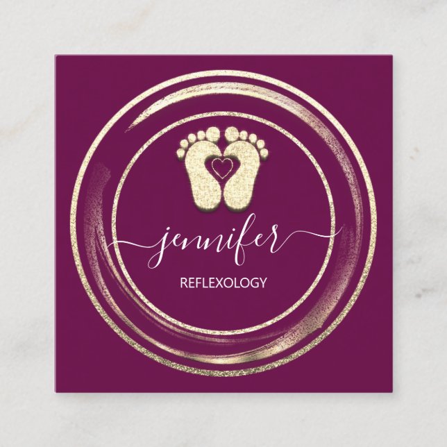 Carte De Visite Carré Code QR Logo Réflexologie Pied Massage Pieds Berry (Devant)