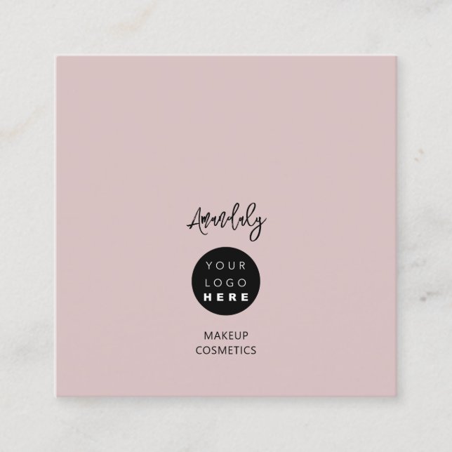 Carte De Visite Carré Code QR Logo Rose Pink Minimalisme Élégant (Devant)