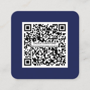 Carte De Visite Carré Code QR-Médias sociaux-Moderne-Simple-Marine Bleu