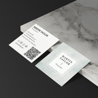 Carte De Visite Carré Code QR minimaliste Carré Médias sociaux