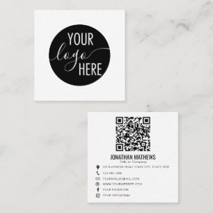 Carte De Visite Carré Code QR minimaliste du logo professionnel de la so