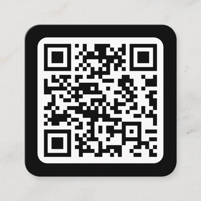 Carte De Visite Carré Code QR moderne éditable | Noir Blanc ou Toute Cou (Devant)