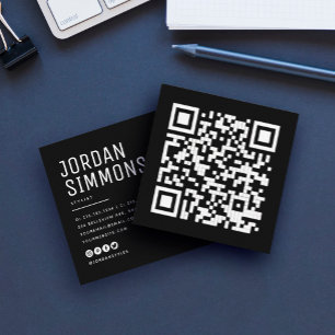 Carte De Visite Carré Code QR moderne gras Simple Élégant