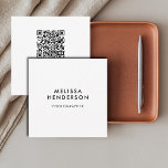 Carte De Visite Carré Code QR moderne minimaliste<br><div class="desc">Carte de visite minimaliste et moderne avec code QR personnalisé.</div>