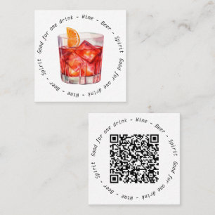 Carte De Visite Carré Code QR moderne Negroni Drink Voucher