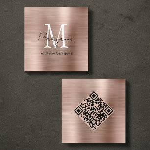Carte De Visite Carré Code QR Monogramme Minimaliste