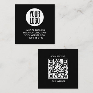 Carte De Visite Carré Code QR noir et blanc moderne