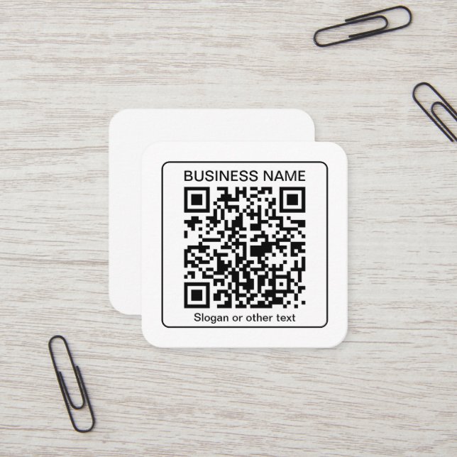 Carte De Visite Carré Code QR numérisable modifiable + votre nom d'entre (Devant/Arrière en situation)