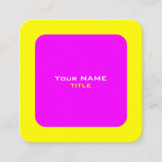 Carte De Visite Carré Code QR personnalisé Néon rose et jaune