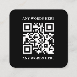 Carte De Visite Carré Code QR personnalisé noir élégant avec logo