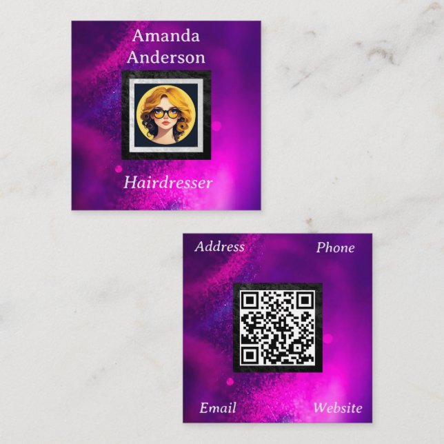 Carte De Visite Carré Code QR personnalisé professionnel (Devant / Derrière)