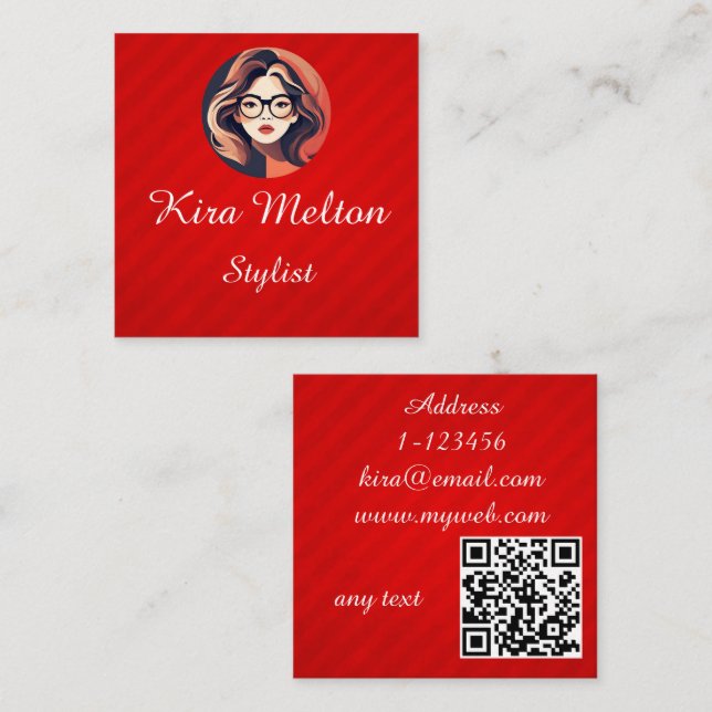 Carte De Visite Carré Code QR personnalisé professionnel (Devant / Derrière)
