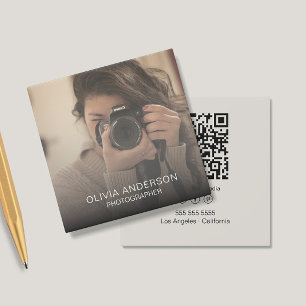 Carte De Visite Carré Code QR photo personnalisé pour les photographes s