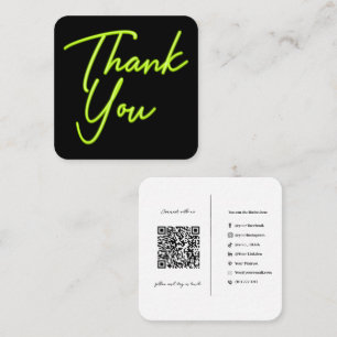 Carte De Visite Carré Code QR pour les médias sociaux Entreprise Neon Ve
