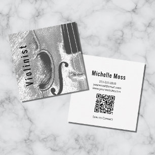 Carte De Visite Carré Code QR pour violon Abstrait moderne
