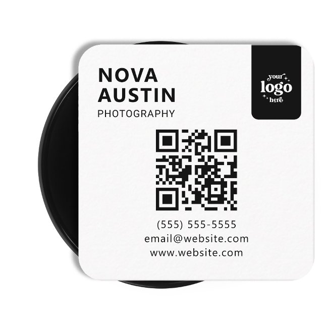 Carte De Visite Carré Code QR professionnel Conception minimale avec log (Créateur téléchargé)