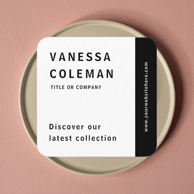 Carte De Visite Carré Code Qr professionnel noir et blanc médias sociaux (Créateur téléchargé)