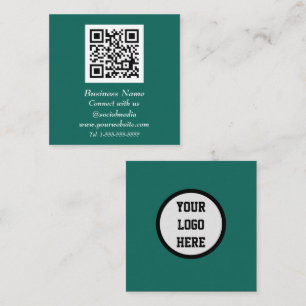 Carte De Visite Carré Code QR professionnel Scannable Emerald Green