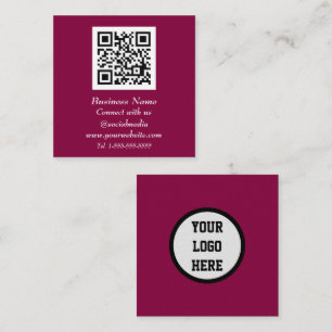 Carte De Visite Carré Code QR professionnel scanner rose moderne