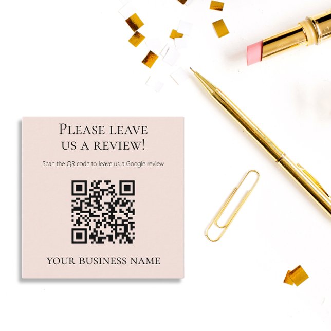 Carte De Visite Carré Code QR Rose Moderne Avis Google  (Créateur téléchargé)