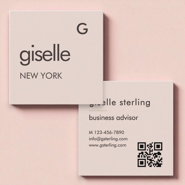 Carte De Visite Carré Code QR Rose Pâle (Créateur téléchargé)