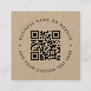 Carte De Visite Carré Code QR   Rustic Kraft Modern Minimal Professionne