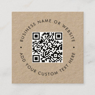 Carte De Visite Carré Code QR Rustique Kraft moderne minimaliste profe