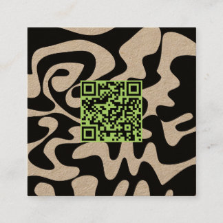 Carte De Visite Carré Code QR Sage Vert Noir Rétro Groovy Kraft