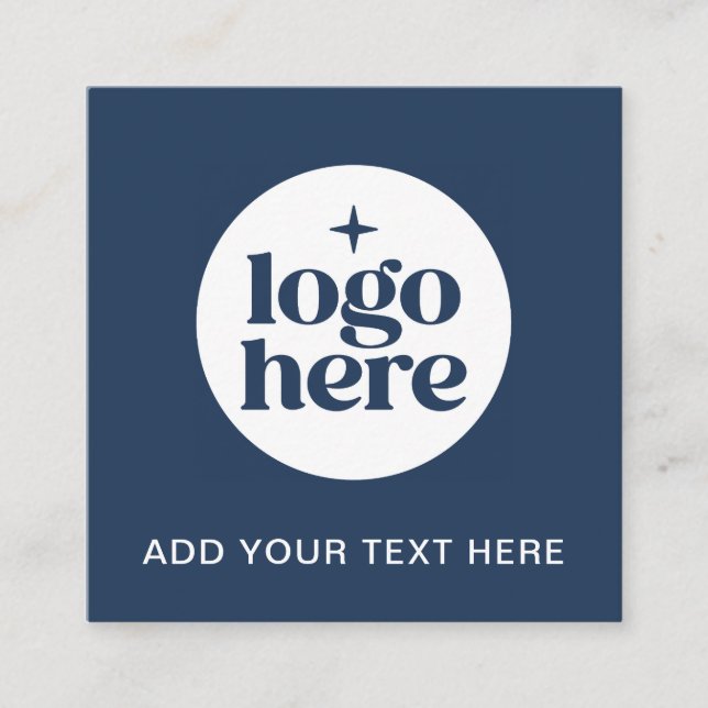 Carte De Visite Carré Code QR simple Logo d'entreprise Bleu (Devant)