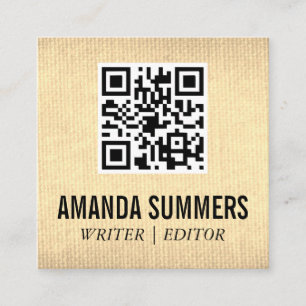 Carte De Visite Carré Code QR   Tissu de texture d'or